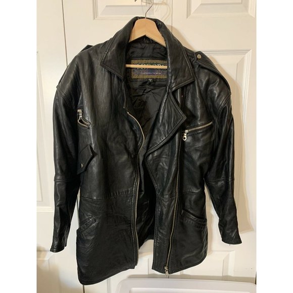 Vtg Miropa Black Leather Jacket Men’s Sz S - Picture 1 of 12